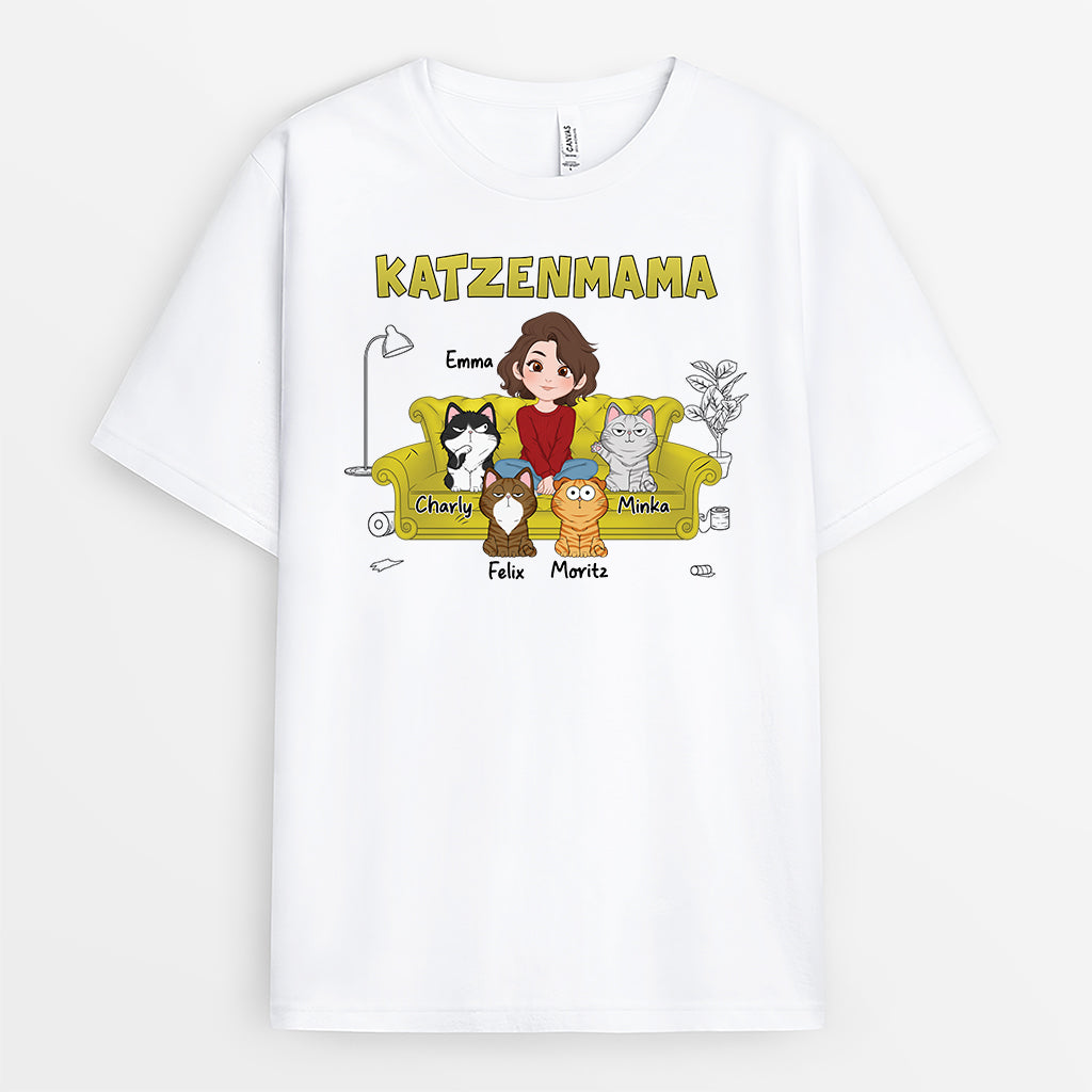 3474AGE1 katzenmama katzenpapa katzen t shirt personalisiert cartoon 3474A3H8D