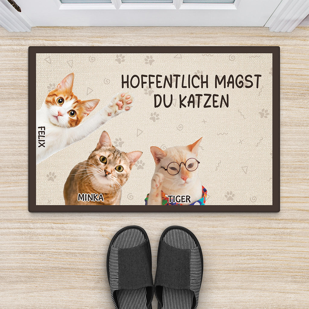 3497DGE2 hoffentlich magst du katzen  personalisierte fussmatte fur katzenliebhaber