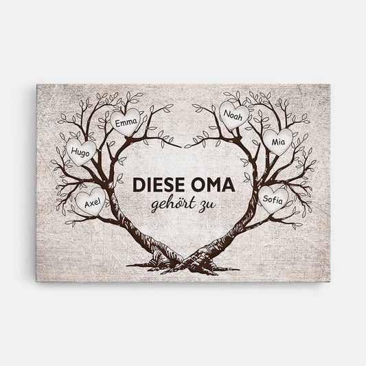 3500CGE1 diese oma gehort zu herzbaum  personalisierte leinwand fur omas