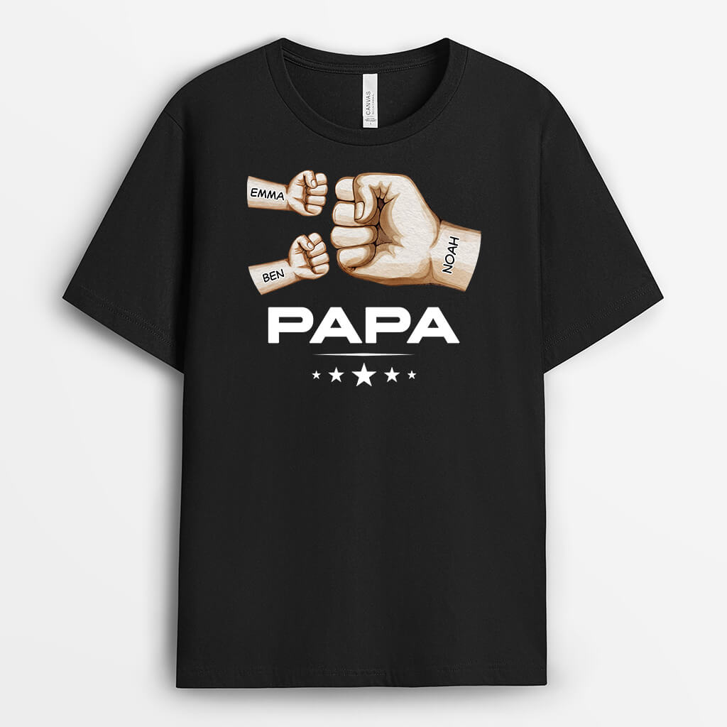 3509AGE1 papas  personalisiertes t shirt fur papas mit faustmotiv im aquarellstil