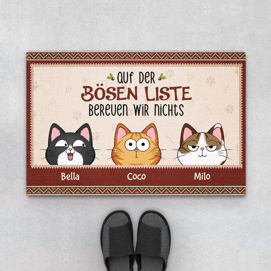 3516DGE1 auf der bosen liste bereuen wir nichts  personalisierte fussmatte fur katzenhalter