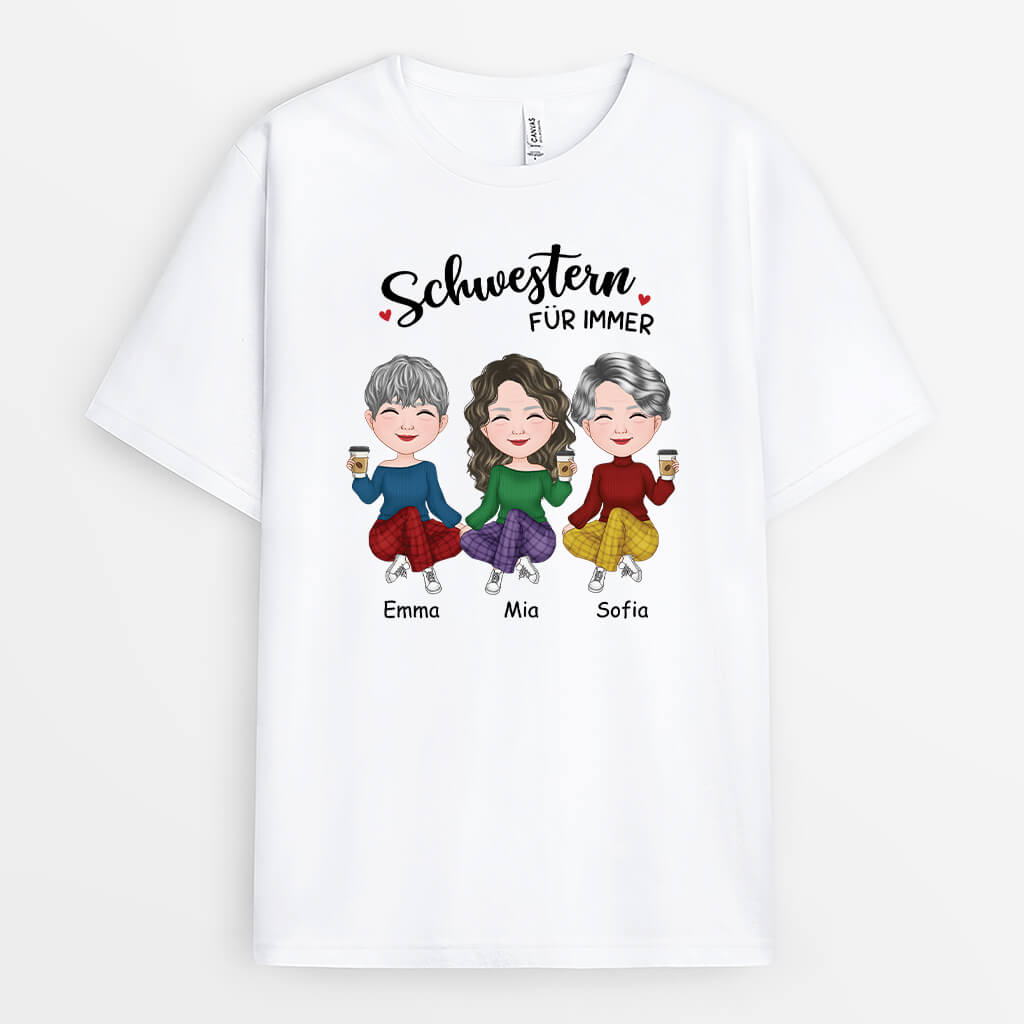 3519AGE1 schwestern beste freundinnen fur immer  personalisiertes t shirt fur schwestern beste freundinnen