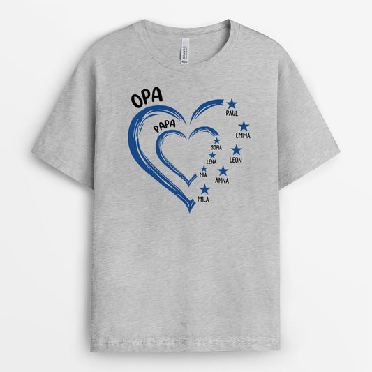 3525AGE1 opa papa das herz kinder die sterne  personalisieretes t shirt fur opas und papas