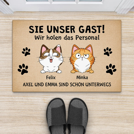 3530DGE2 seien sie unser gast  personalisierte fussmatte fur katzenhalter