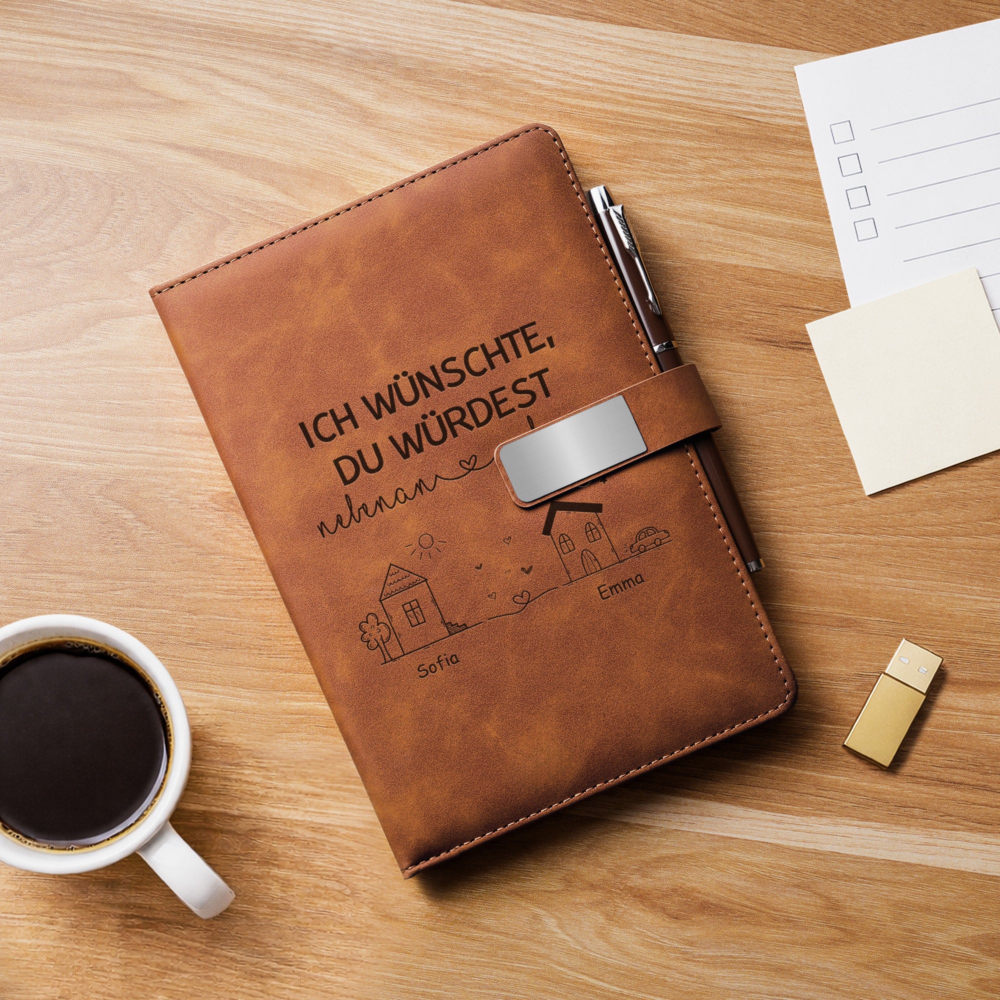 3535MGE2 ich wunschte du wurdest nebenan wohnen personalisierte geschenke beste freundin  notizbuch mit stift personalisiert mit gravur 3535mo6q5f