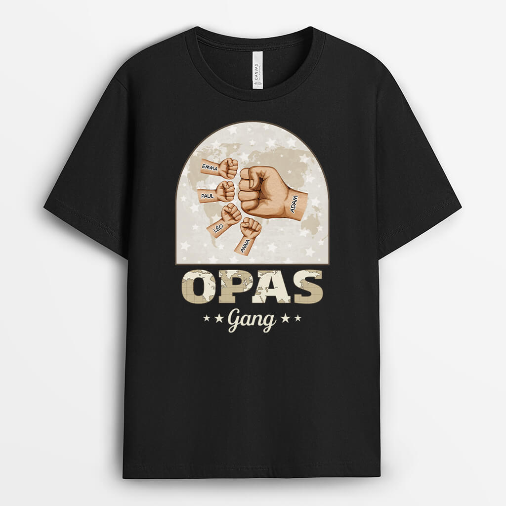 3546AGE1 opas papas bande karte hand geballt  personalisierte t Shirt fur manner