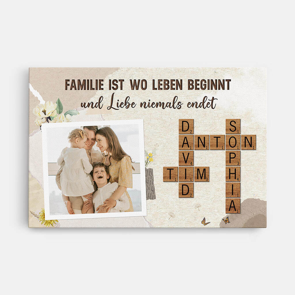 3547CGE1 die liebe innerhalb der familie ist ewig baumfamilie kreuzwortratsel  personalisierte leinwand fur die familie mit foto im vintage stil