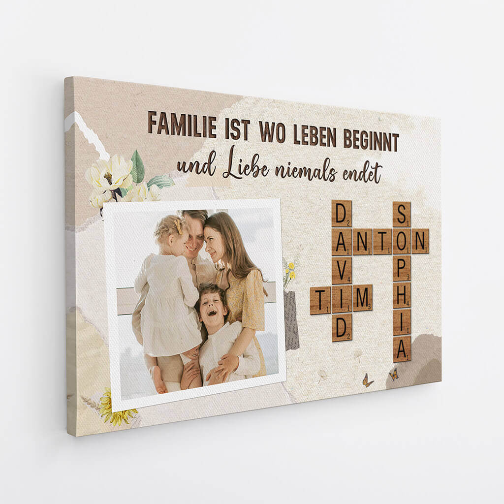 3547CGE2 die liebe innerhalb der familie ist ewig baumfamilie kreuzwortratsel  personalisierte leinwand fur die familie mit foto im vintage stil