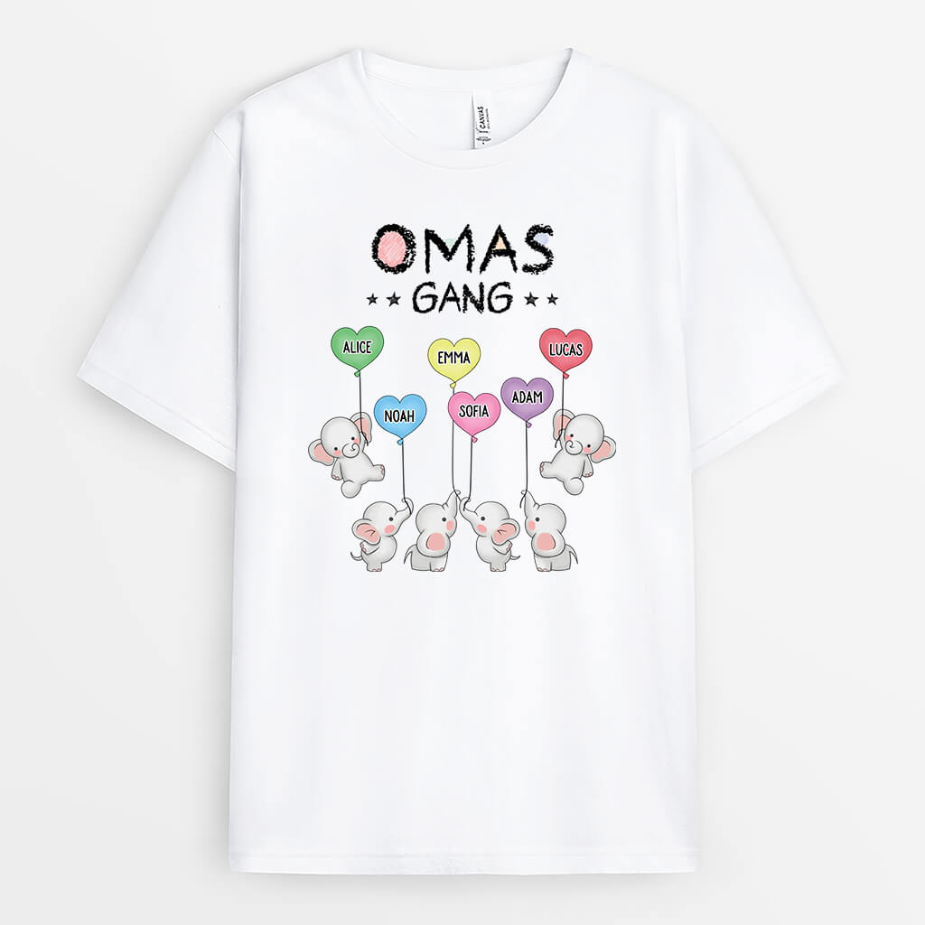 3562AGE1 omas mamas bande elefanten  personalisiertes t shirt fur damen