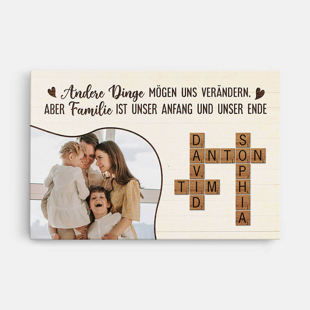 3576CGE1 andere dinge mogen uns verandern aber familie ist unser anfang und unser ende kreuzwortratsel  personalisierte leinwand fur die familie mit foto