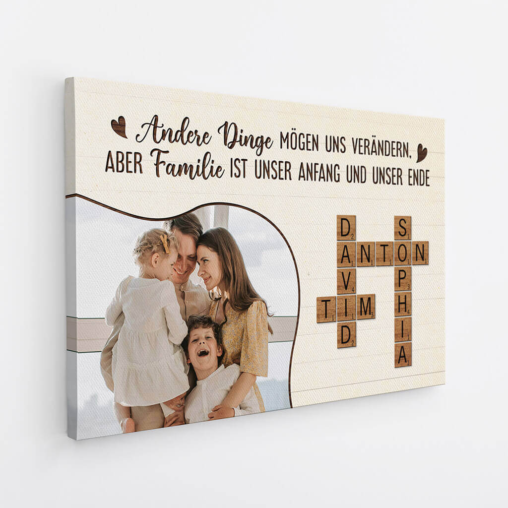 3576CGE2 andere dinge mogen uns verandern aber familie ist unser anfang und unser ende kreuzwortratsel  personalisierte leinwand fur die familie mit foto