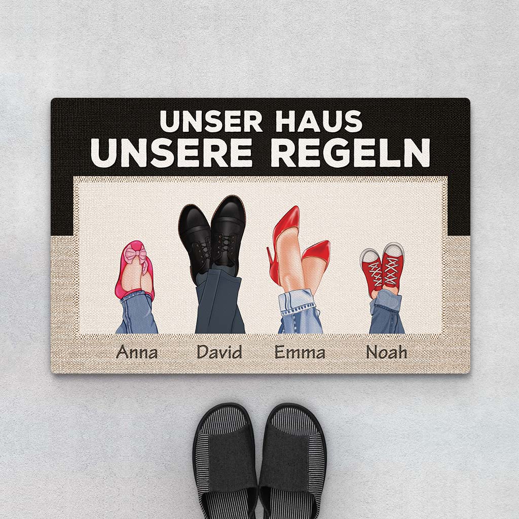 3579DGE1 unser haus unsere regeln familie beine  personalisierte leinwand fur die familie