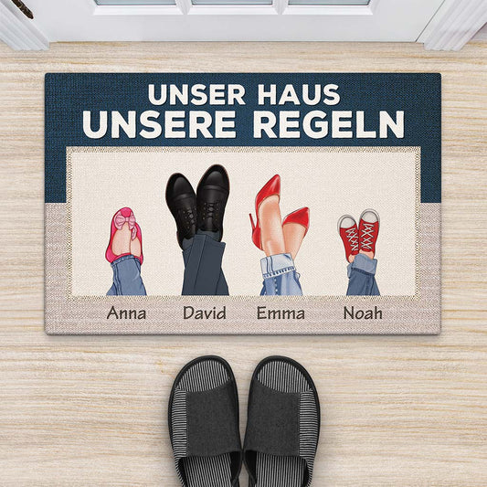 3579DGE2 unser haus unsere regeln familie beine  personalisierte leinwand fur die familie