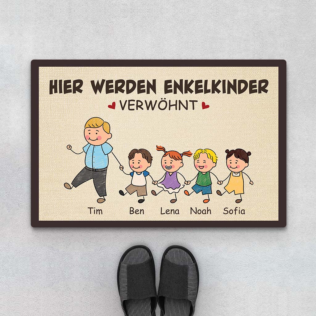 3586DGE1 hier werden enkelkinder verwohnt  personalisierte fussmatte fur opas