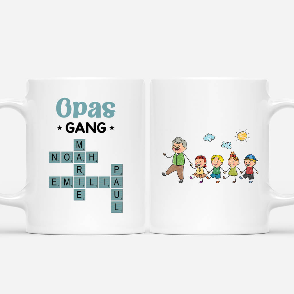 3589MGE1 opas gang  personalisierte kreuzwortratsel tasse fur opa mit enkelkinder namen