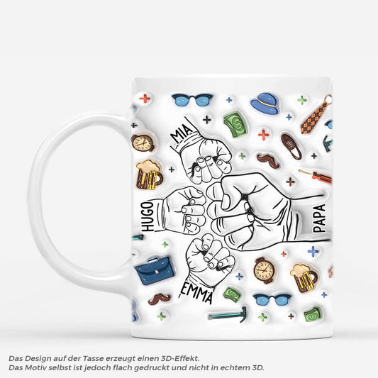 3604MGE1 die fauste der kinder und die von papa beruhren sich  personalisierte tasse mit 3d inflated effekt fur papas_37c061e8 ecb8 4df9 9cd9 565d8a627406