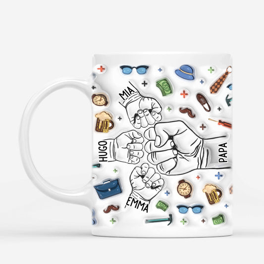 3604MGE2 die fauste der kinder und die von papa beruhren sich  personalisierte tasse mit 3d inflated effekt fur papas