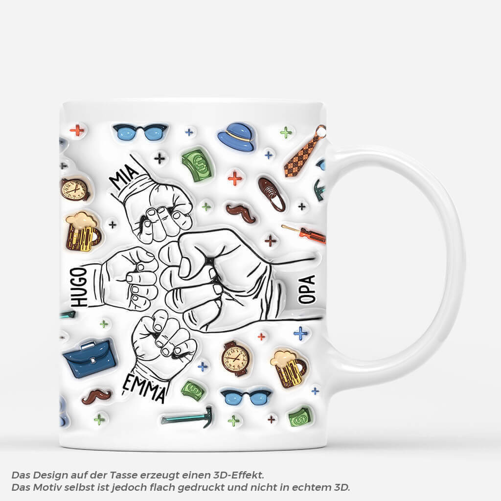 3604MGE2 die fauste der kinder und die von papa beruhren sich  personalisierte tasse mit 3d inflated effekt fur papas_8b17bb8f 672b 4dbf b6cd 666698630ef3