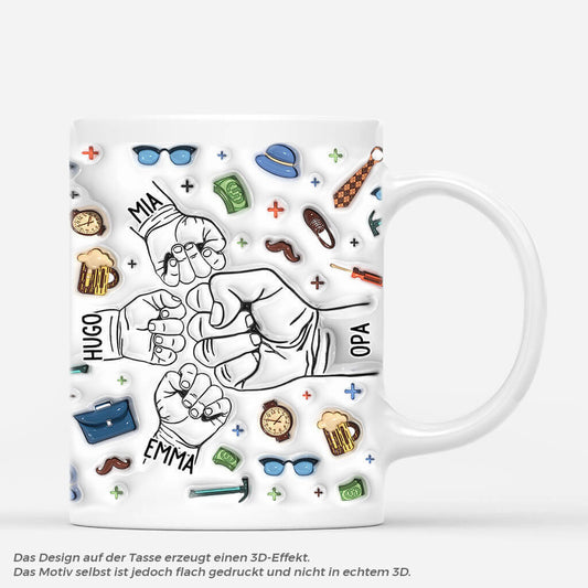 3604MGE2 die fauste der kinder und die von papa beruhren sich  personalisierte tasse mit 3d inflated effekt fur papas_8b17bb8f 672b 4dbf b6cd 666698630ef3