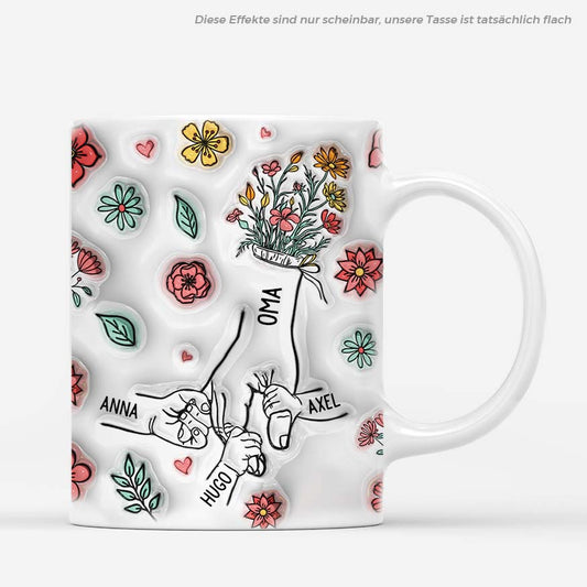 3606MGE1 oma und enkelkinder hand in hand blumen  personalisierte tasse mit 3d inflated effekt fur omas_3b762fe6 8954 4662 aa32 489332b97557