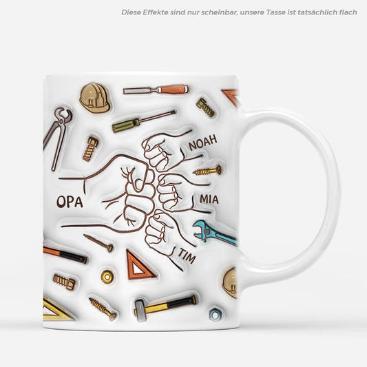 3611MGE1 die fauste der kinder und die von opa beruhren sich  personalisierte tasse mit 3d inflated effekt fur opas