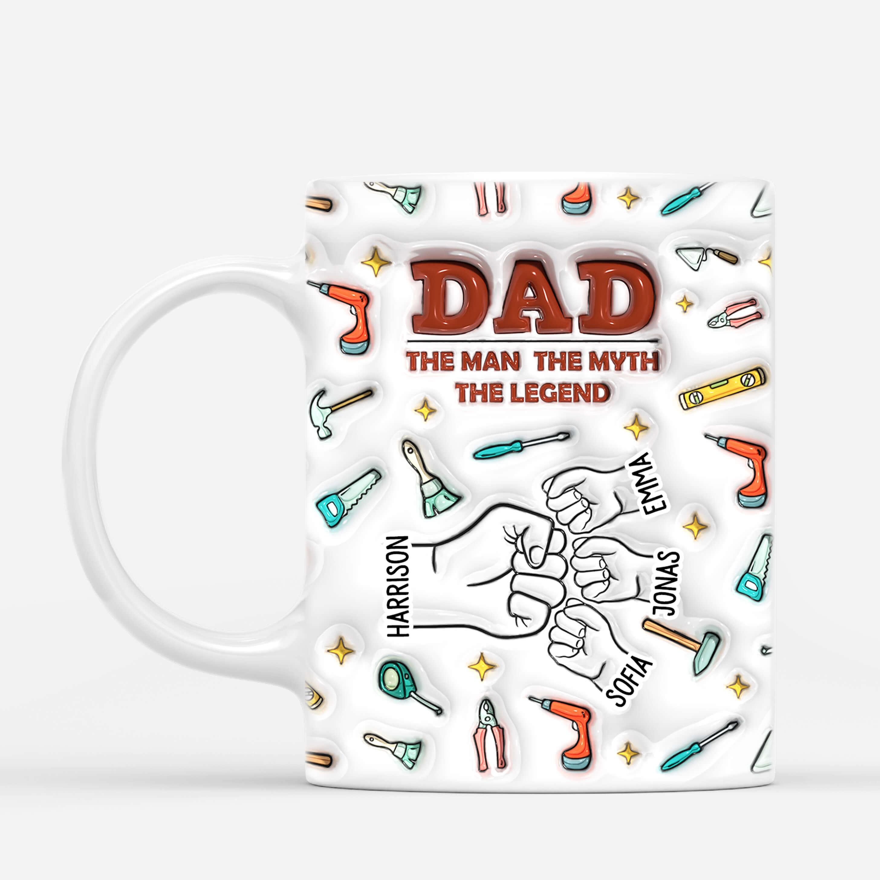 3617MGE2 papa der mann der mythos die legende  personalisierte tasse mit 3d inflated effekt fur papas