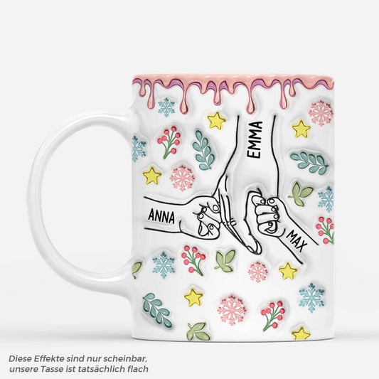 3622MGE1 mama und kinder hand in hand  personalisierte tasse mit 3d inflated effekt fur mamas zu weihnachten