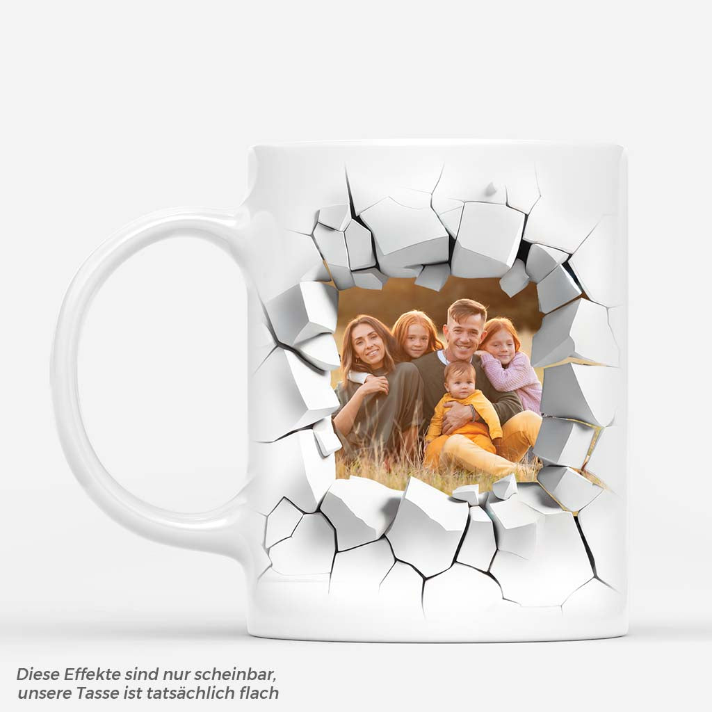 3634MGE1 familie bilder  personalisierte 3d tasse mit gebrochenem wandeffekt fur die familie