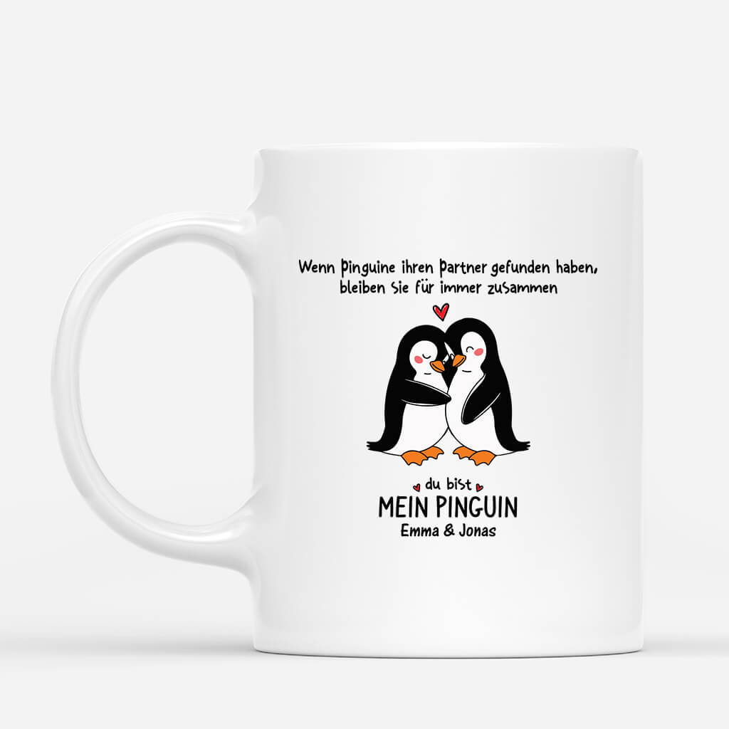 3657MGE1 du bist mein pinguin  romanstiche tasse fur paare personalisieren