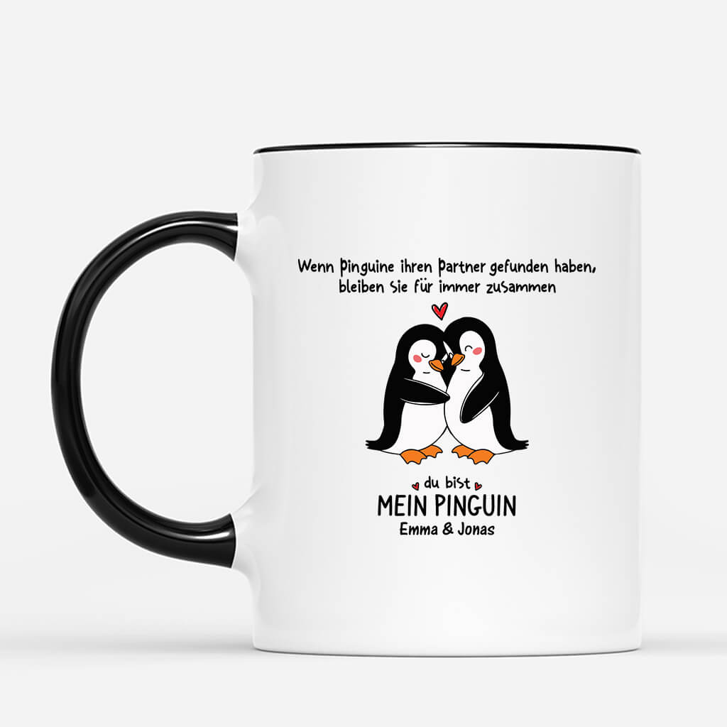 3657MGE2 du bist mein pinguin  romanstiche tasse fur paare personalisieren