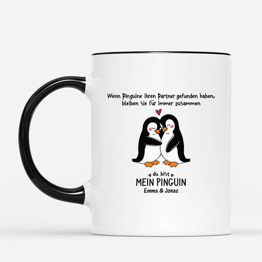 3657MGE2 du bist mein pinguin  romanstiche tasse fur paare personalisieren