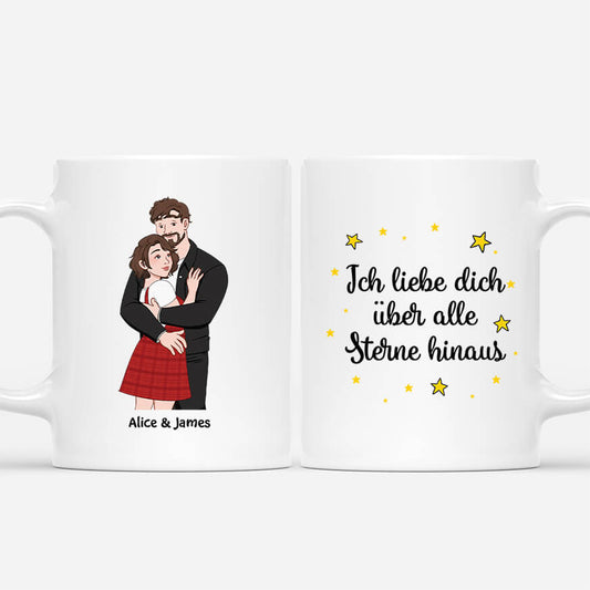 3664MGE1 ich liebe dich uber alle sterne hinaus  personalisierte tasse fur paare