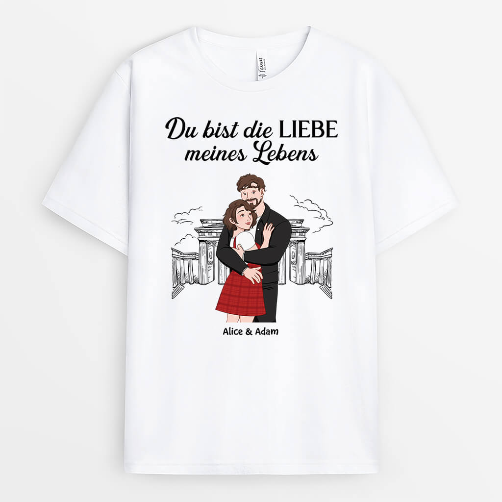 3668AGE1 du bist die liebe meines lebens  personalisiertes t shirt fur paare