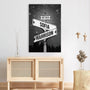 3674CGE3 stra_enschild mit wald und sternenmotiven im vintage stil  perrsonalisierte leinwand f_r paare
