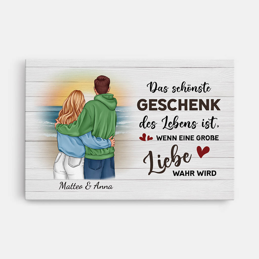 3698CGE1 das schonste geschenk des lebens ist wenn eine grosse liebe wahr wird  personalisierte leinwand fur paare