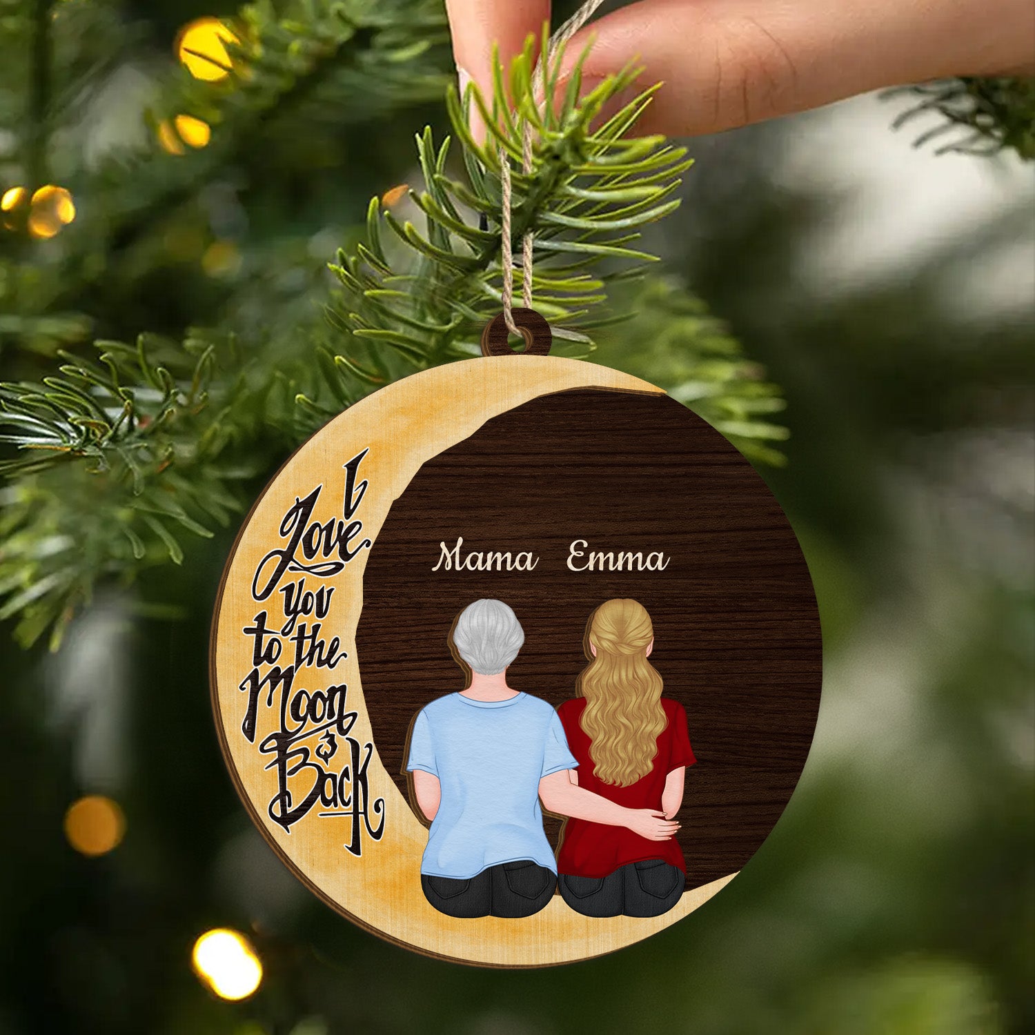 3765OGE2 ich liebe dich bis zum mond und zuruck personalisierte 2 schicht holz ornamente mama oma 3765O