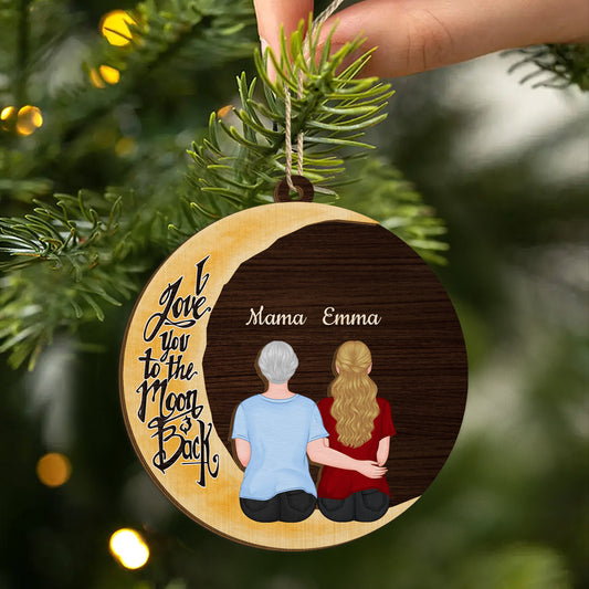 3765OGE2 ich liebe dich bis zum mond und zuruck personalisierte 2 schicht holz ornamente mama oma 3765O