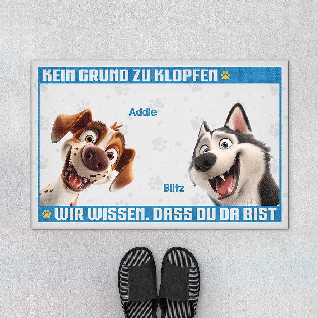 3860DGE1 kein grund zu klopfen lustige fussmatte fur hundeliebhaber personalisiert 3860D5M5C