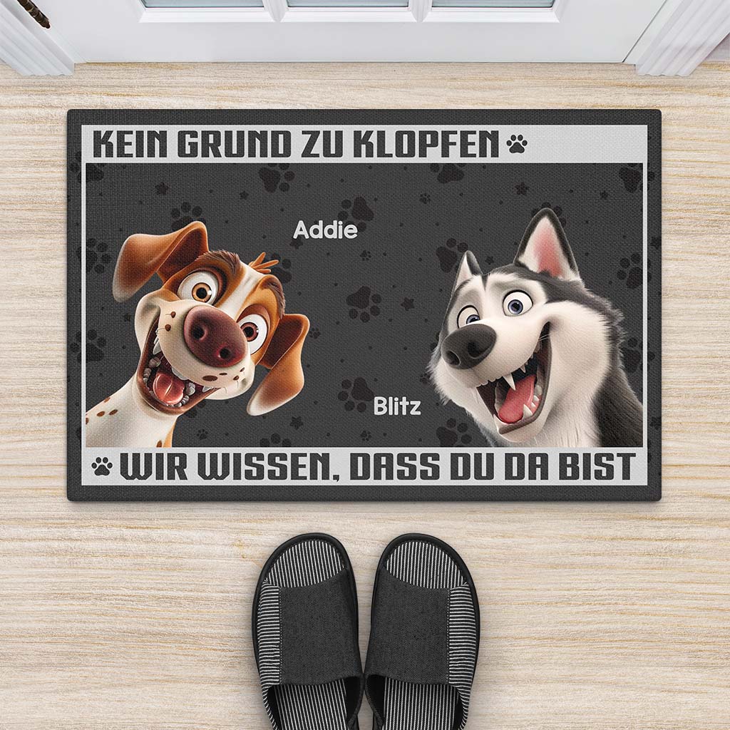 3860DGE2 kein grund zu klopfen lustige fussmatte fur hundeliebhaber personalisiert 3860D5M5C