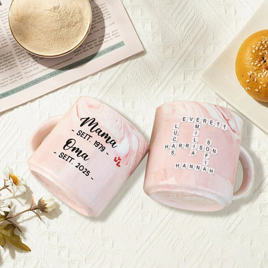 3876MGE2 mama oma seit kreuzwortratsel personalisierte marmor tasse fur frauen 3876M3L5A