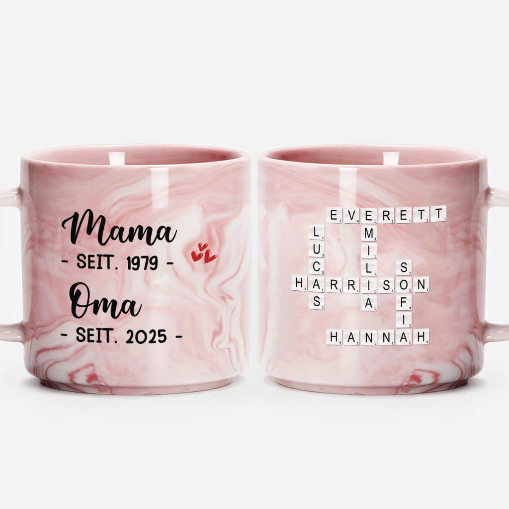 3876MGE3 mama oma seit kreuzwortratsel personalisierte marmor tasse fur frauen 3876M3L5A