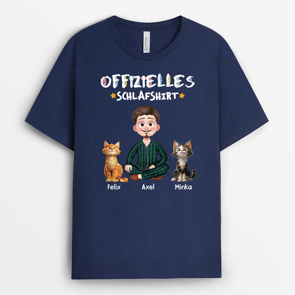 3939AGE2 offizielles schlafshirt katze katzen t shirt personalisiert cartoon buntstifte 3939A8V0D