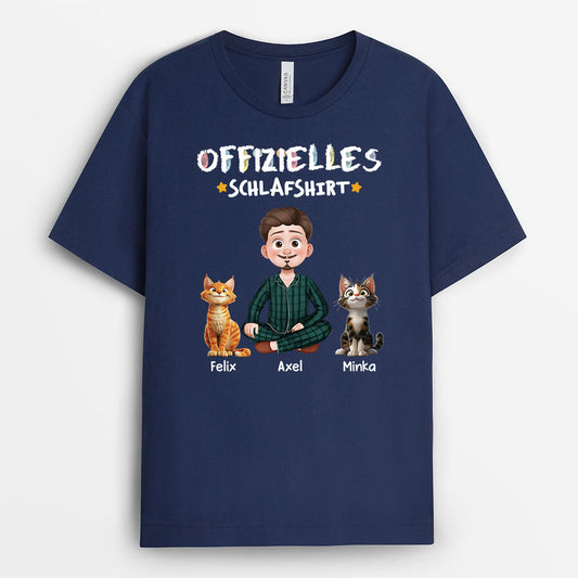 3939AGE2 offizielles schlafshirt katze katzen t shirt personalisiert cartoon buntstifte 3939A8V0D