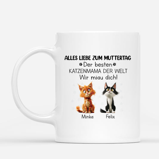 3969MGE1 alles liebe zum muttertag katzenmama personalisierte katzen tasse 3969M8T5D