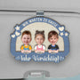 3973GGE1 fahr vorsichtig wir warten zu hause personalisierter auto visier clip 3973G3L0B