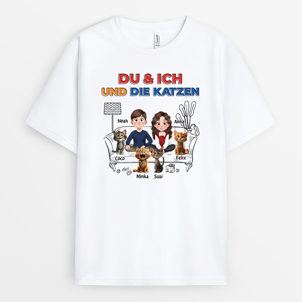 4038AGE1 du ich und die katze personalisierte katze t shirts fur paare 4038AKH0D