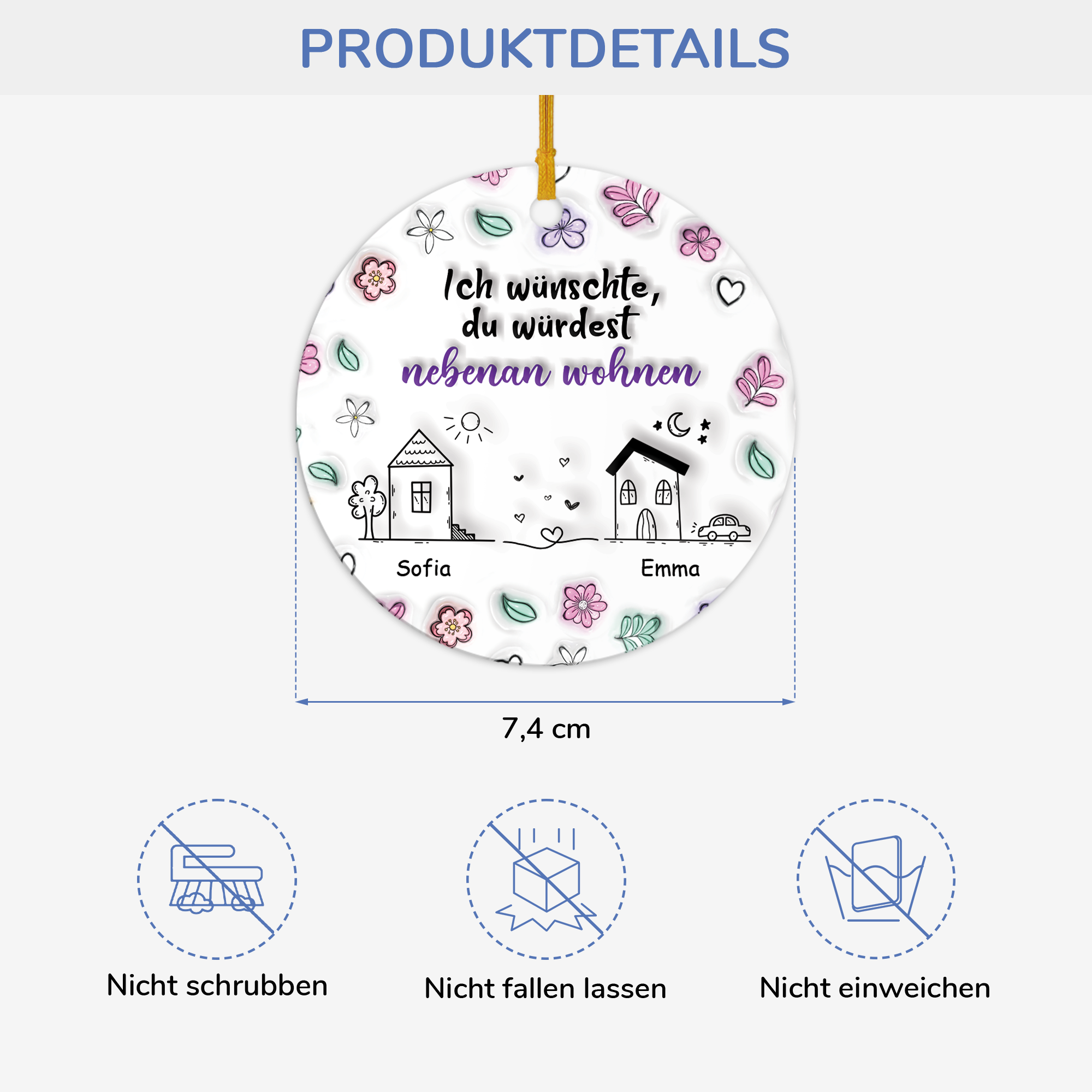 4081OGE3 3d druck effekt ich wunschte wir wurden naher wohnen personalisierte keramik ornamente_ beste freundinnen 4081O8U5F