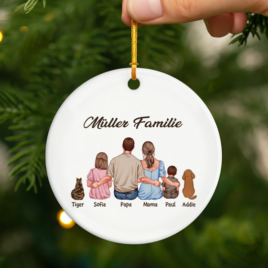 4130OGE2 familie mit hund katze personalisierte keramik ornamente familie_ 4130O6T5I