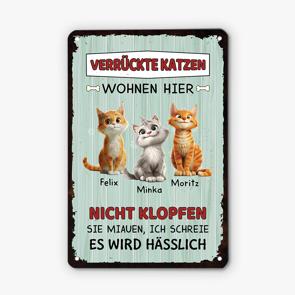 4164EGE1 bitte nicht klopfen katzen werden miauen turschild katze personalisiert_ 4164E8T5D