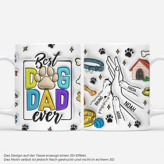 4195MGE1 3d druck effekt bester hundepapa aller zeiten high five hundehaus personalisierte tasse hund_ 4195MKH5B
